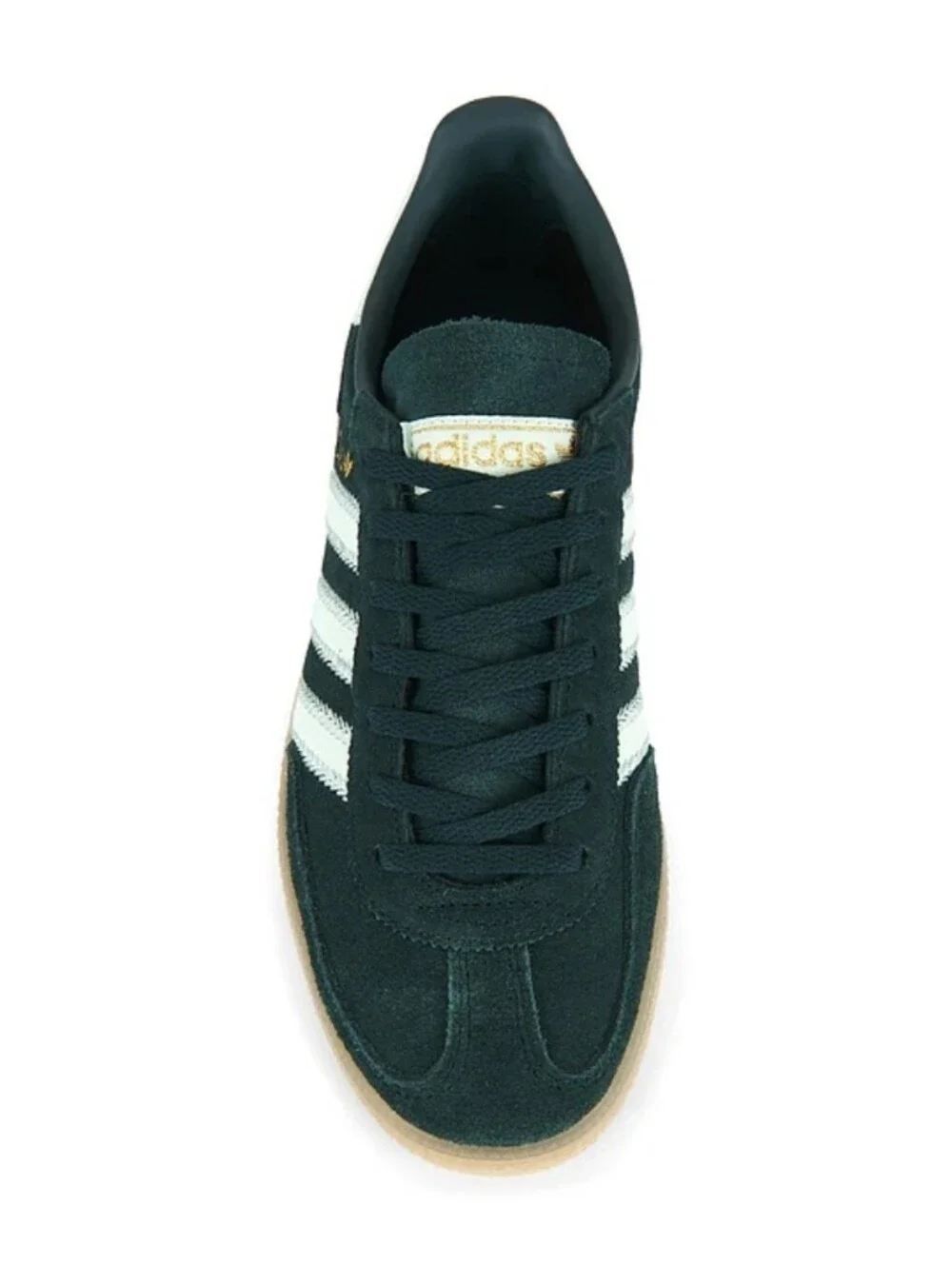 adidas Spezial Women'Suede Sneaker in Dark Green with White Stripes and Gum Sole